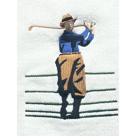 Vintage 90's Court House Square White Knit Crewneck Golf Sweater Men's Size XXL - Picture 3 of 10